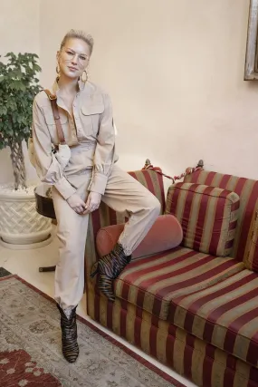 16092 Beige Buttoned Jumpsuit