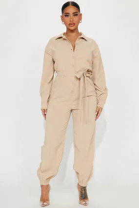 All Fax Jumpsuit - Beige