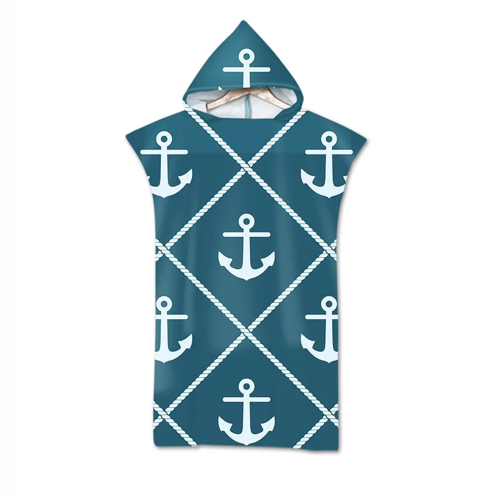 Anchor bath beach towel with hood microfiber hooded robe towel poncho swimming beach surfing woman bathrobe beachwear