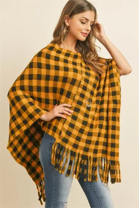 BUFFALO PLAID FRINGE PONCHO/6PCS (NOW $7.50 ONLY!)