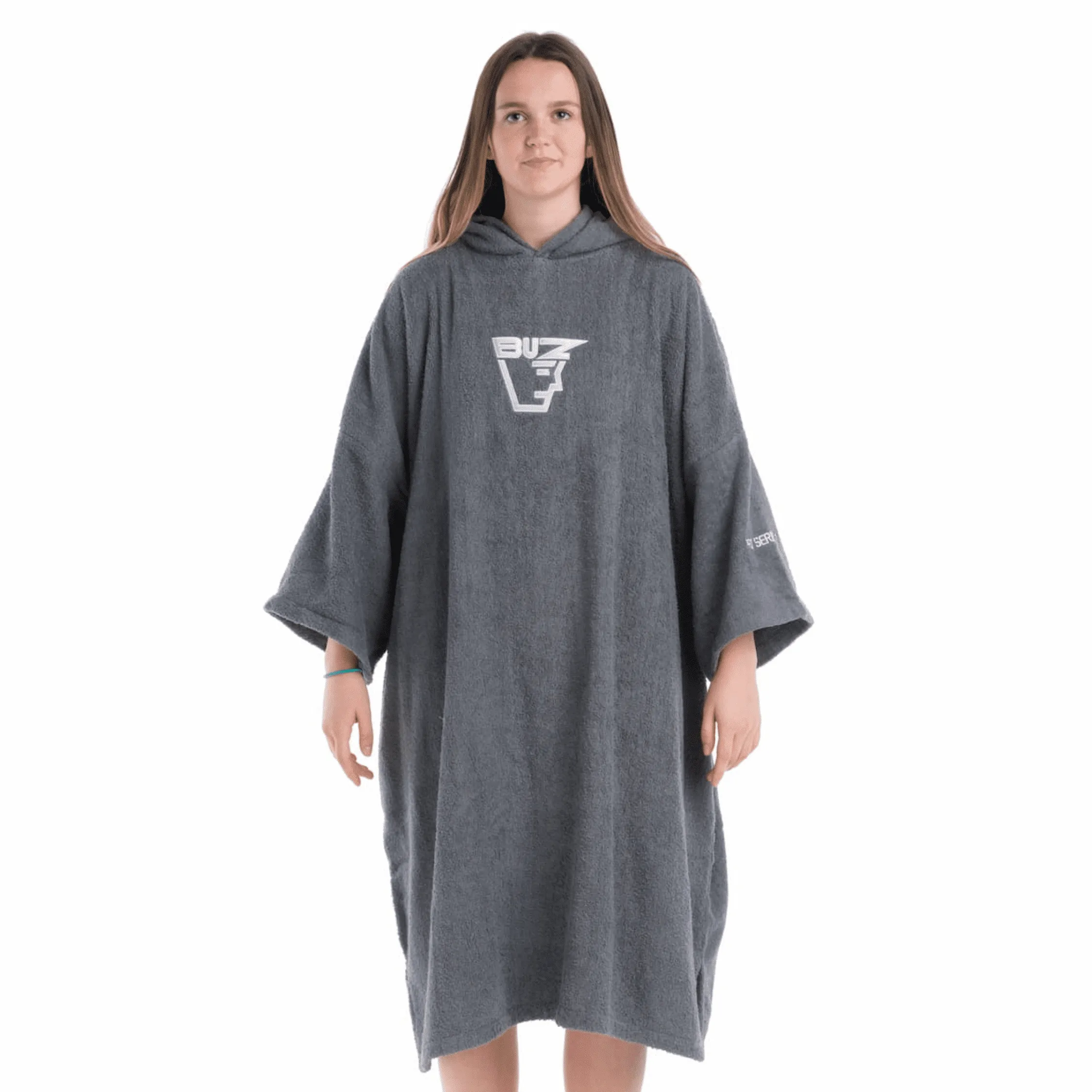 Buz Adults Unisex Hooded Changing Robe - Rock Grey