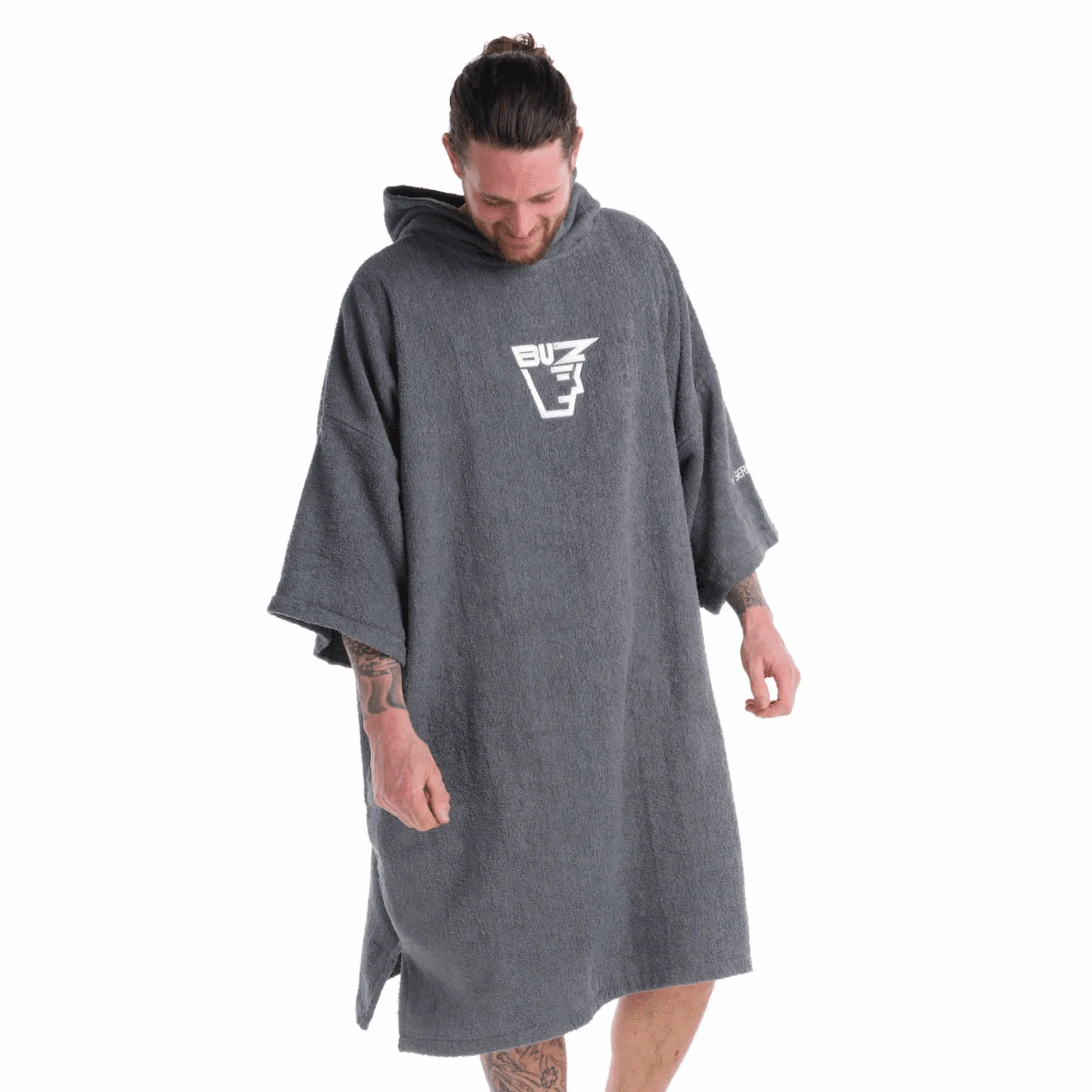Buz Adults Unisex Hooded Changing Robe - Rock Grey