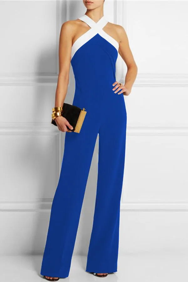 Criss-cross Halter Sleeveless Jumpsuit