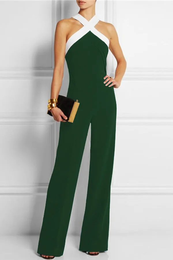 Criss-cross Halter Sleeveless Jumpsuit