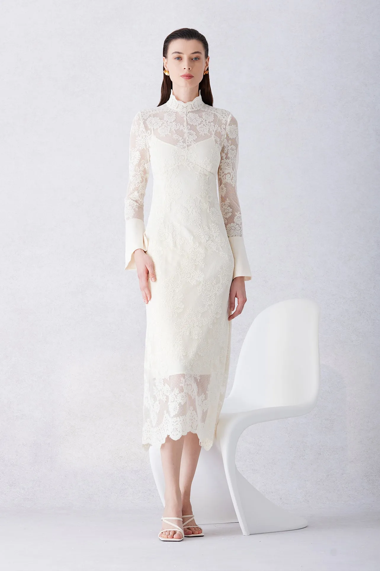 EMBROIDERED LACE DRESS