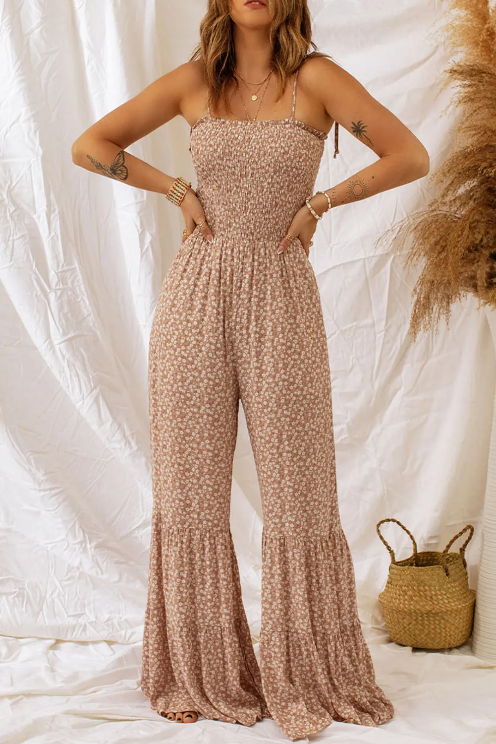 Floral Jumpsuit - Beige