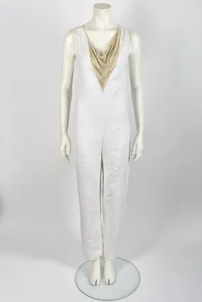 LAURA BIAGIOTTI beaded cowl neck jumpsuit / S-M