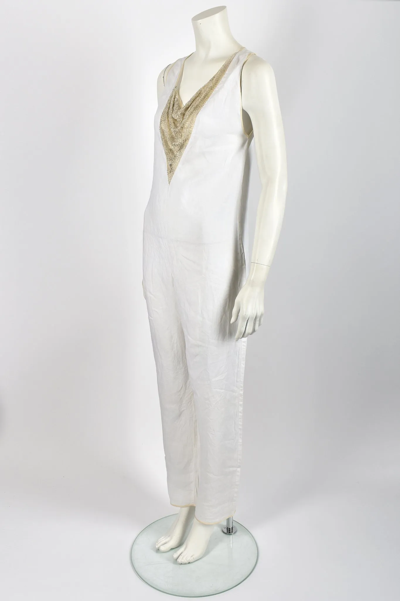 LAURA BIAGIOTTI beaded cowl neck jumpsuit / S-M