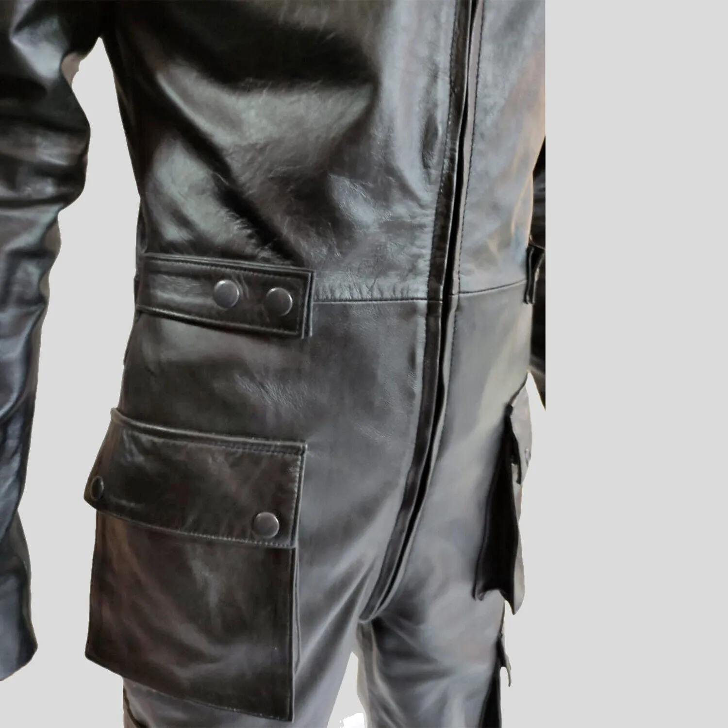 Men's Genuine Leather Catsuit Black Bodysuit