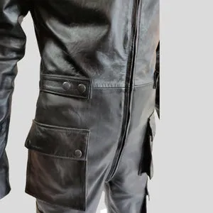 Men's Genuine Leather Catsuit Black Bodysuit