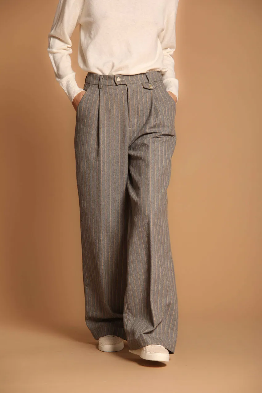 New York Wide Pinces women's chino pants with a striped design featuring lurex straight fit