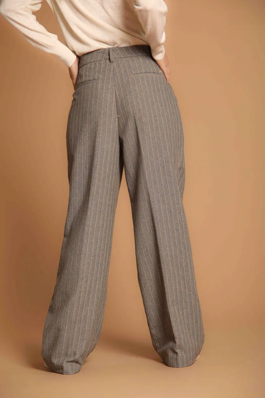 New York Wide Pinces women's chino pants with a striped design featuring lurex straight fit