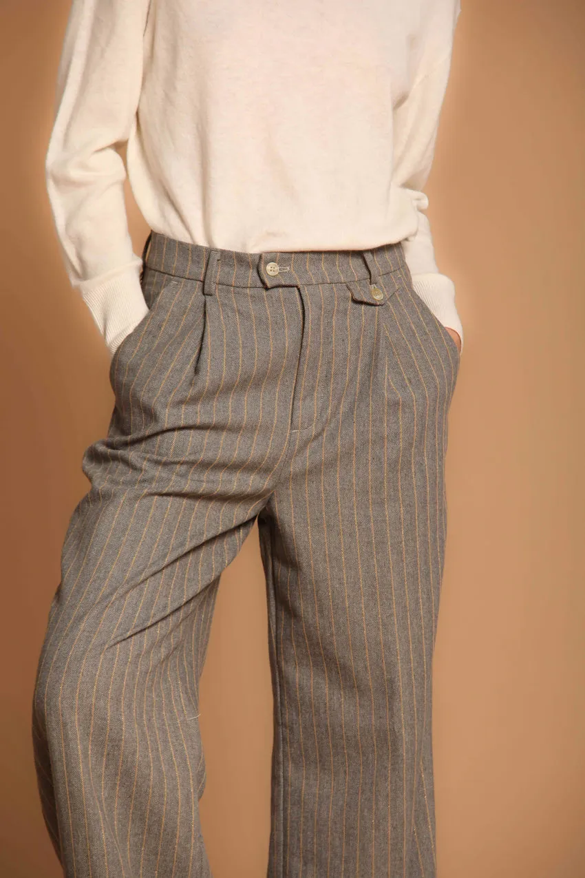 New York Wide Pinces women's chino pants with a striped design featuring lurex straight fit