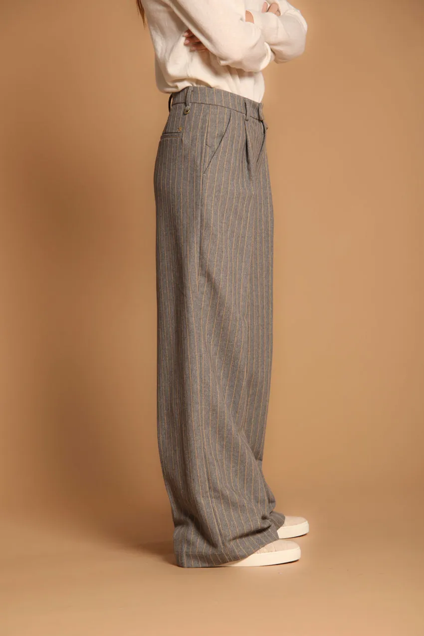 New York Wide Pinces women's chino pants with a striped design featuring lurex straight fit