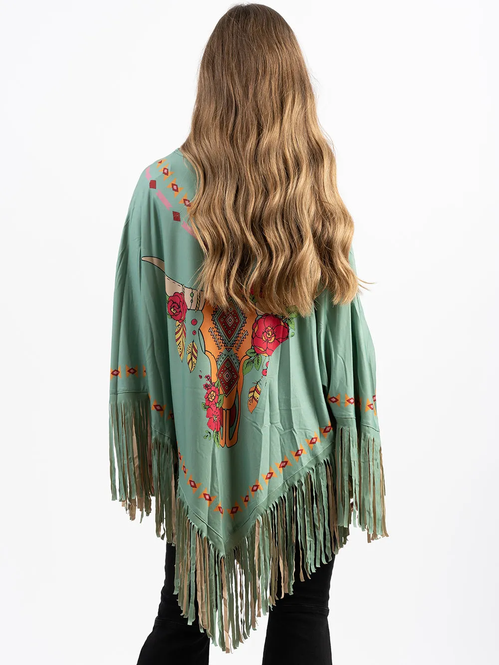 PCH-1699 Montana West Steer Skull Collection Poncho
