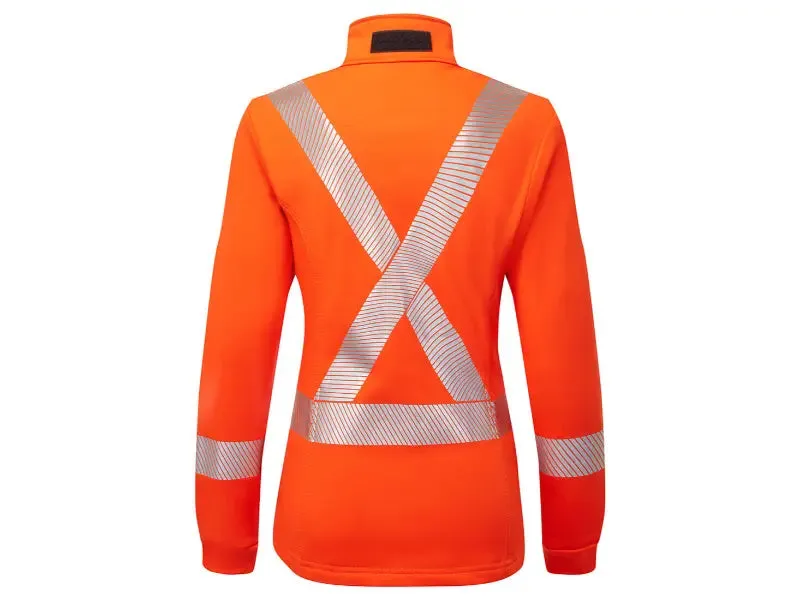 Portwest® Women's Hi-Vis Segmented Striped Flame Resistant Full Fleece Zip Jacket - X Back - Orange - IOS474