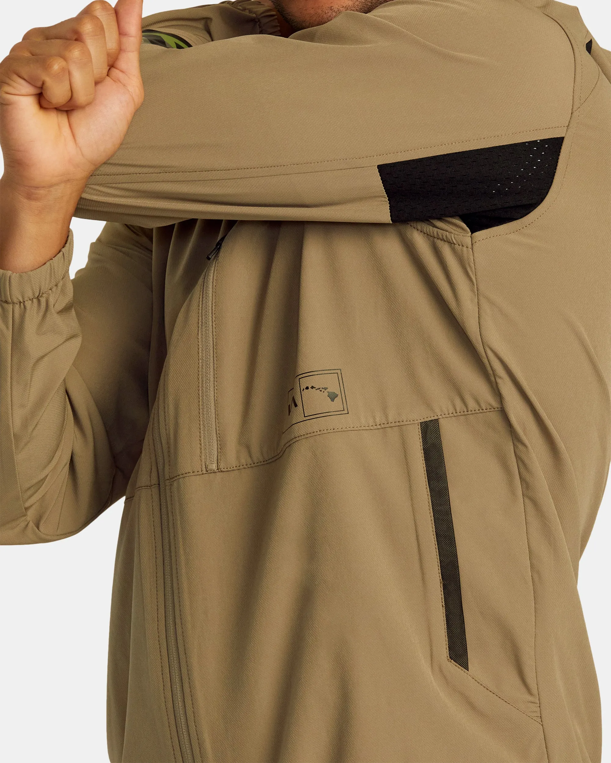 RVCA HAWAII YOGER FULL ZIP JACKET - DARK KHAKI