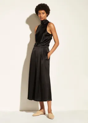 Tie Neck Satin Jumpsuit in Black