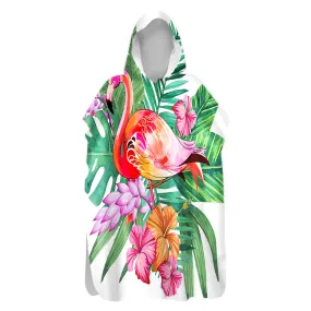 Tropical Flamingo Hooded Beach Poncho