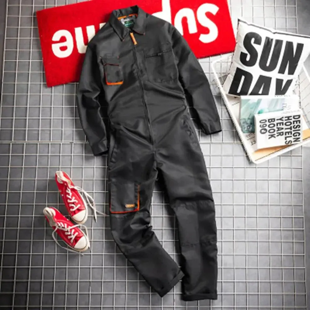 WIAOFELLAS  -  Spring  Autumn Workwear Long-Sleeved Jumpsuit Mens American Street Style Khaki Retro Harajuku Style Loose Casual Jumpsuit Suit
