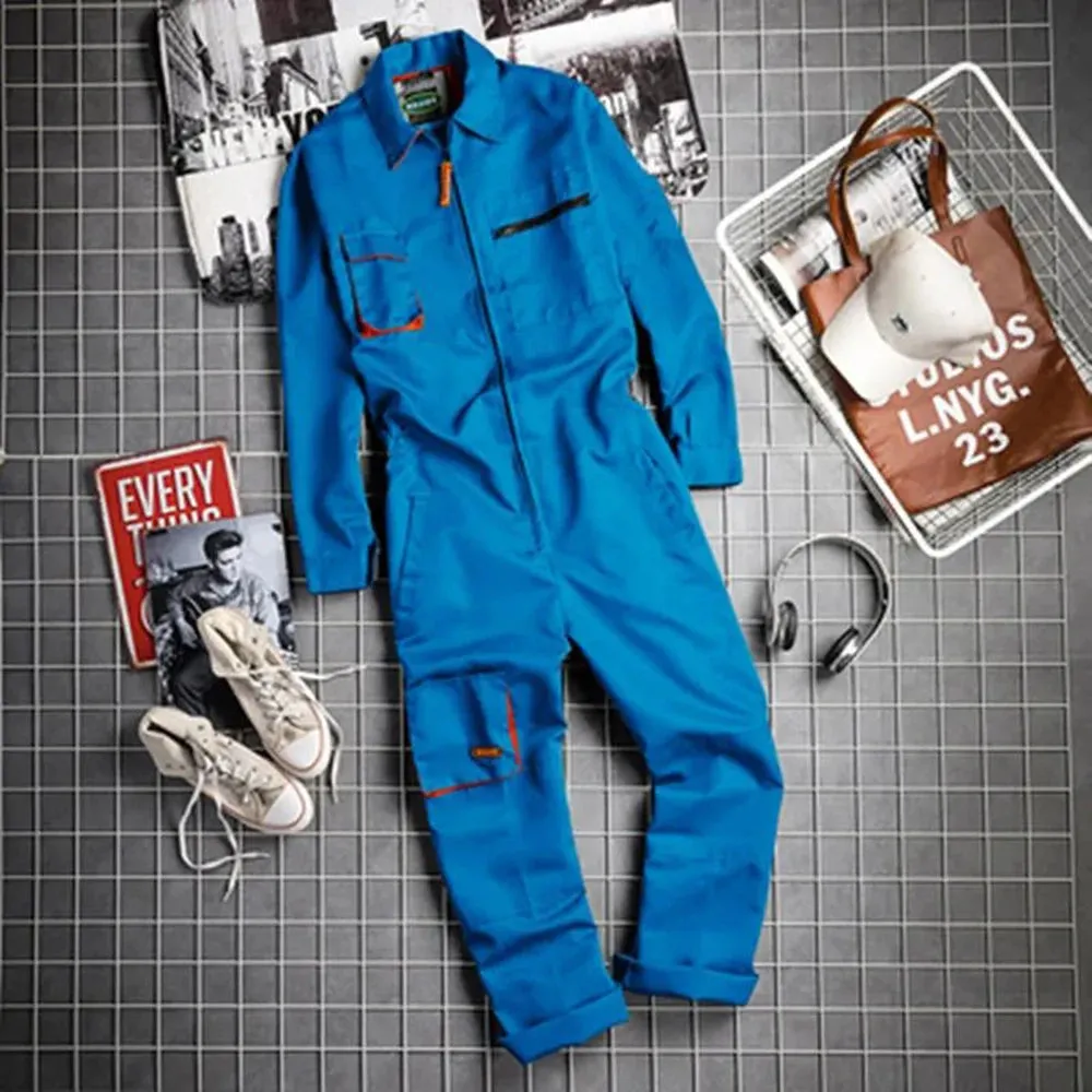 WIAOFELLAS  -  Spring  Autumn Workwear Long-Sleeved Jumpsuit Mens American Street Style Khaki Retro Harajuku Style Loose Casual Jumpsuit Suit