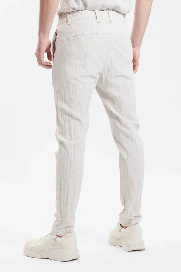 Wide striped loose fit chino - Stone