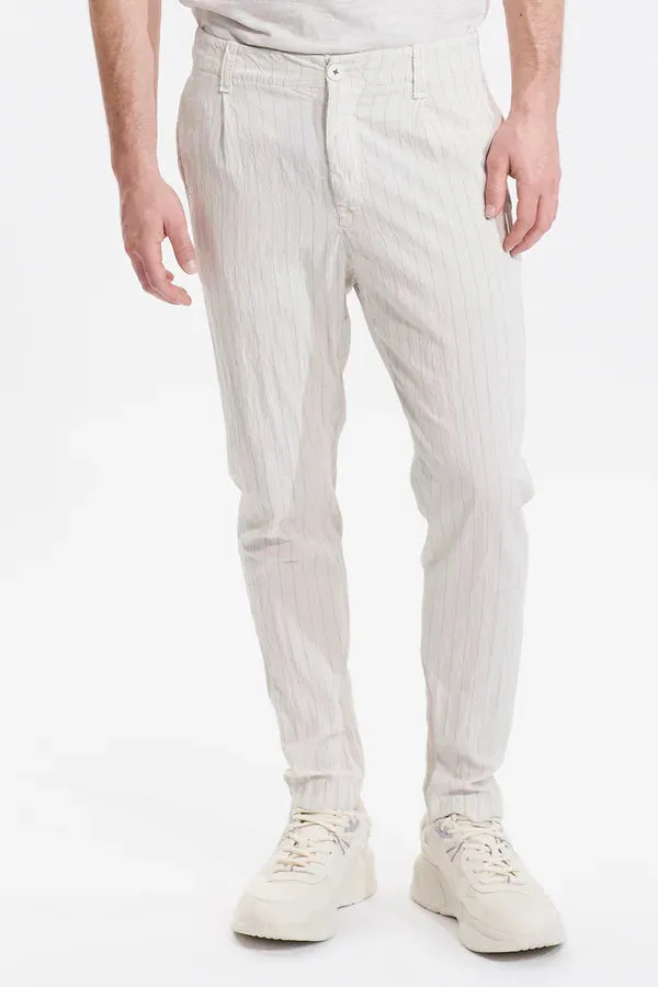Wide striped loose fit chino - Stone
