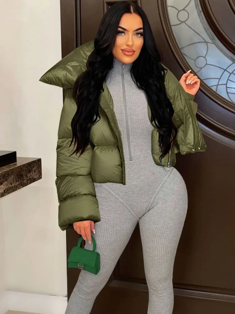 Winter Parkas for women  Fashion Scarf Collar Warm Thicken Short Coats  Lady Casual Orange Puffer Jackets Famale Outerwear